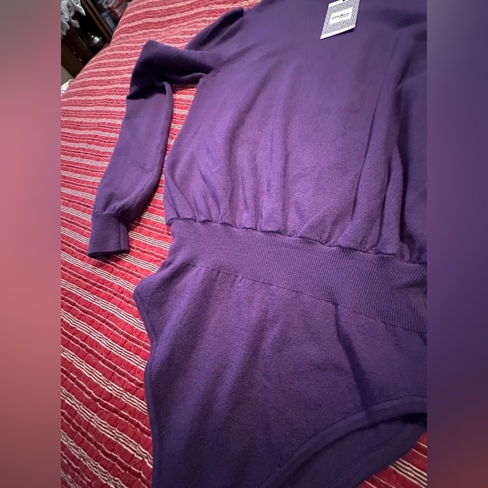 Chic Purple Women's Bodysuit Sweater